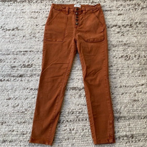 Joie High-Rise Button-Fly Pants in Rust Orange Brown, Size 29 - Picture 5 of 10